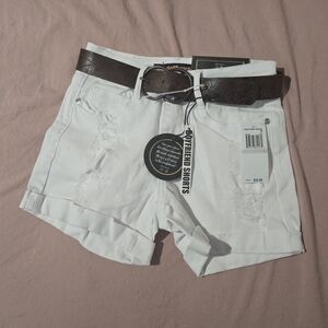 White Distressed Women Shorts